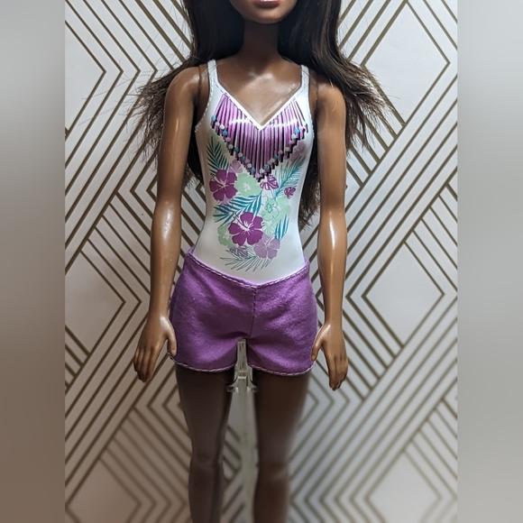 Barbie Beach Doll AA Kim Face White Swimsuit Floral 2017 Cleaned/Styled Washed - Picture 10 of 12